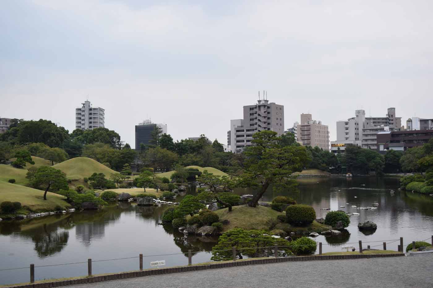 View of Suizenji Jojuen, a famous Japanese stroll garden in Kumamoto.